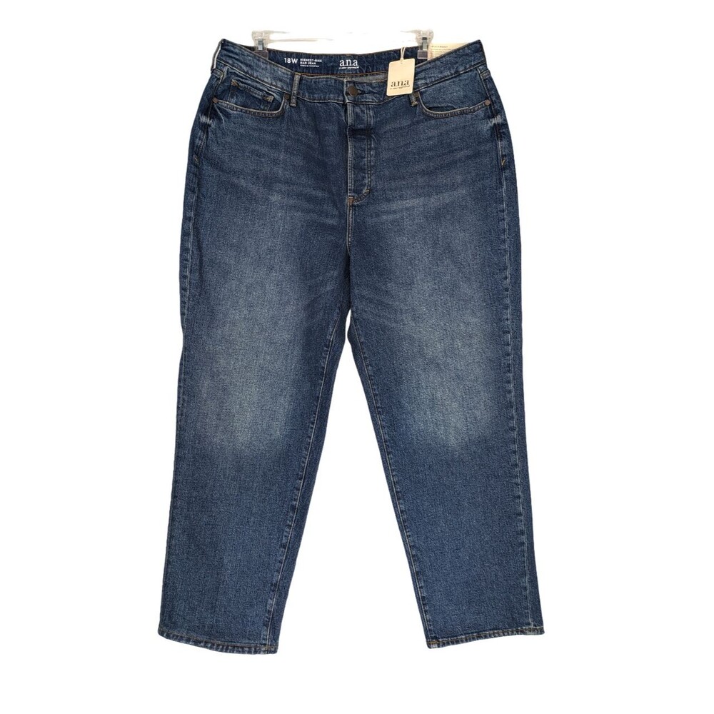 a.n.a  Highest-Rise Dad Jean Womens 18W Straight Leg Medium Wash Denim NEW